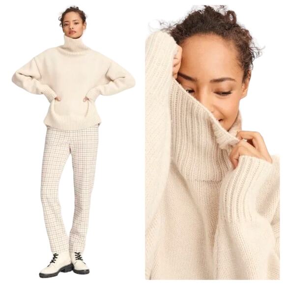 NEW Rag & Bone Lunet Wool Lambswool Turtleneck Sweater Chunky Knit Oatmeal Sz XS - Picture 1 of 10